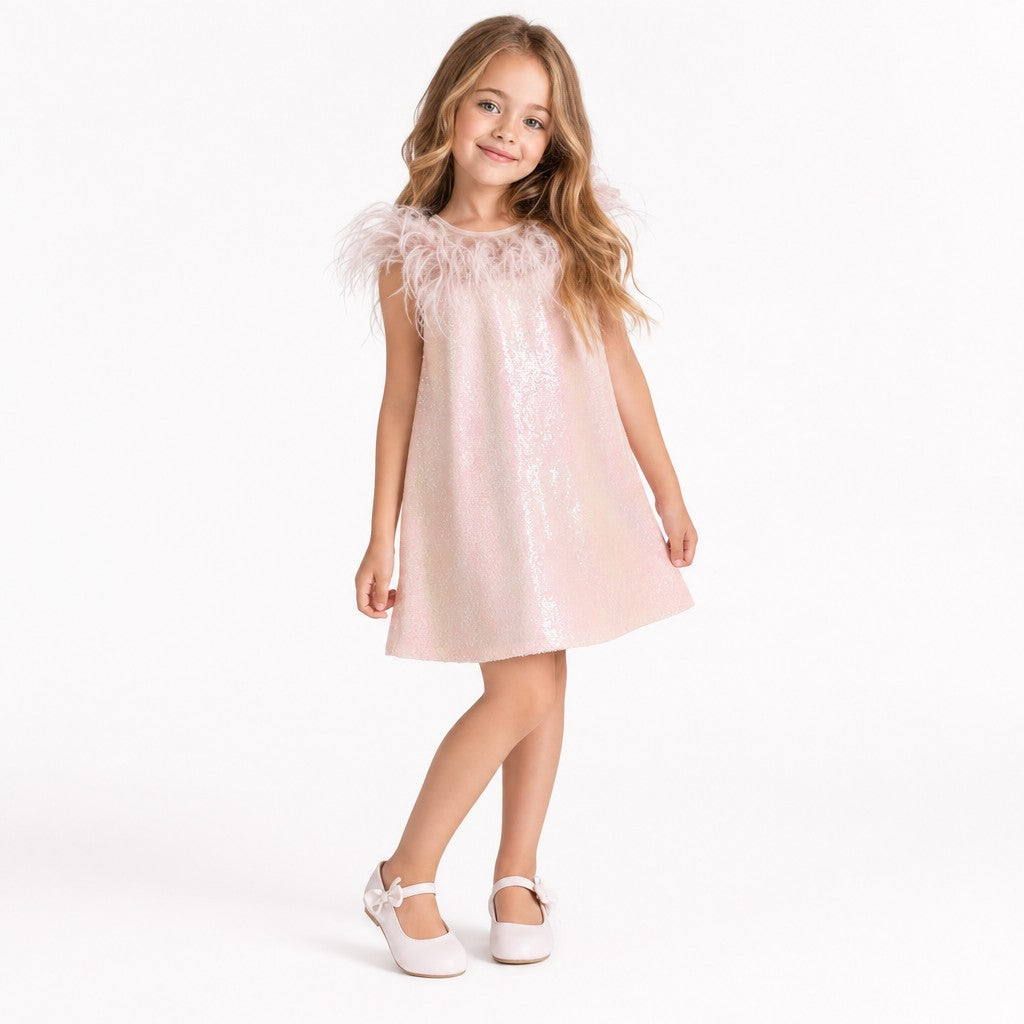 girls pink sequin dress Stardust Dress, Iridescent for 6 Men's Designer Wedding Shoes making this dress a Derby Hats Size:L-US6
