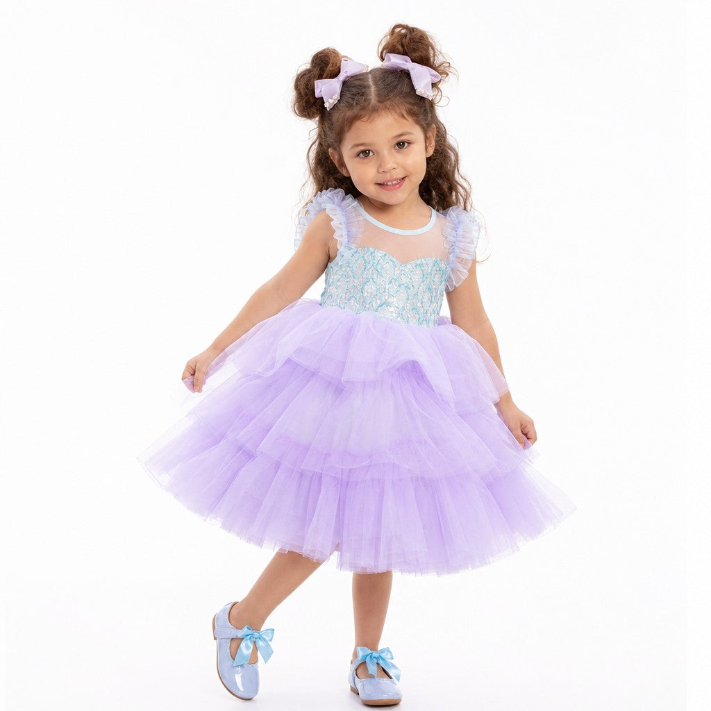 Lilac Fairy Dress for Girls, Tiered Tulle 3