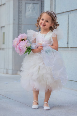Perfect wedding dress for memorable moments. Faeella Celestial Fairy Tulle Dress is best for flower girl, photoshoots and special occassions.