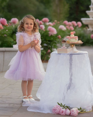 Faeella Dreamy Lilac Princess Dress is perfect lightweight and comfortable party dress for flower girl, wedding and special events for toddler girls