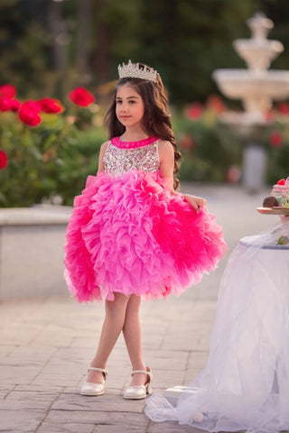 Pink ombré tulle dress for girls with sparkle bodice. Most comfortable yet pretty party dress for all day fun and no itch.