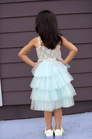 Faeella Sparkling Sea Fairy Dress is perfect for birthday, holiday party and school birthday celebrations.
