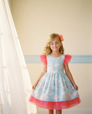 Blue & Aqua Girls Dresses - Faeella