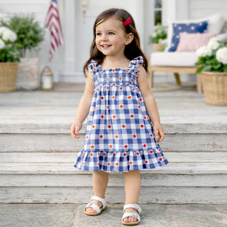 Americana Bamboo Smocked Dress - 4th of July for girls by Faeella