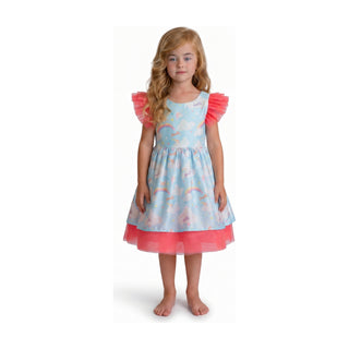 Sky Cloud Print Tulle Birthday Dress