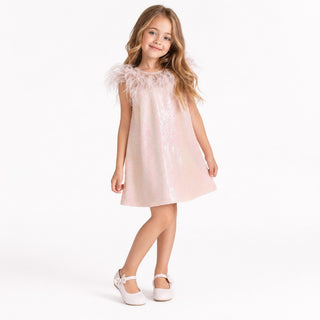 Stardust Dress, Iridescent Pink Sequin for Girls 2