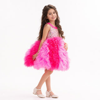 Princess Rosabelle Ruffle Dress, side view, by Faeella
