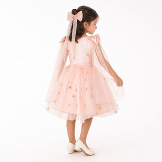 Twinkle Star Blush Pink Sequin Birthday Dress for Girls, back view, by Faeella