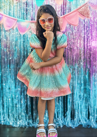 Aqua Sunset Sparkle Dress – fairy - inspired dress for girls, perfect for | Faeella