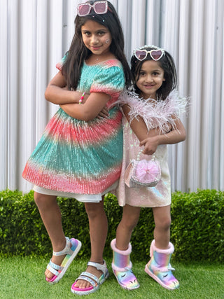 Aqua Sunset Sparkle Dress – fairy - inspired dress for girls, perfect for | Faeella