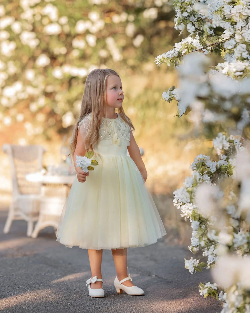 Buttercream Belle Pearl Capelet Flower Girl Dress