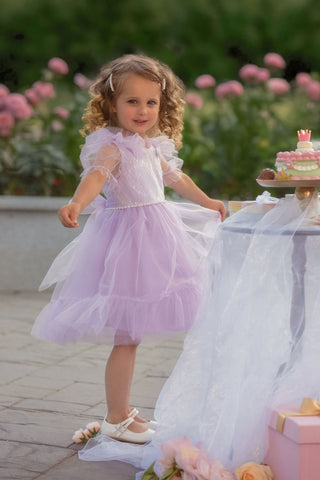 Faeella Dreamy Lilac Princess Dress is perfect lightweight and comfortable party dress for flower girl, wedding and special events for toddler girls