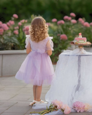 Faeella Dreamy Lilac Princess Dress is perfect lightweight and comfortable party dress for flower girl, wedding and special events for toddler girls