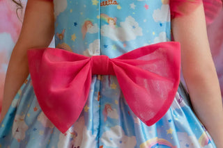 Dreamy Sky Cloud Print Tulle Birthday Dress for Girls back view girls birthday dress by Faeella
