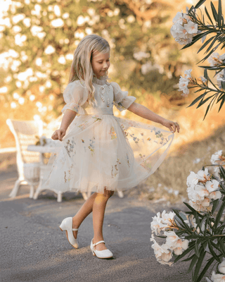 Enchanted Bloom Embroidered Tulle Dress – fairy - inspired dress for girls, perfect for | Faeella
