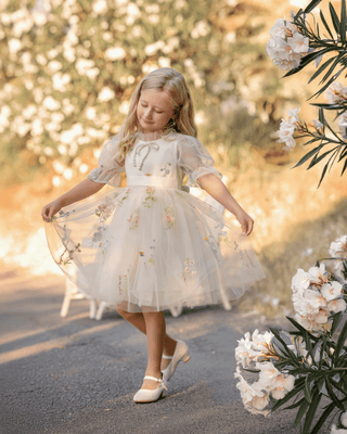 Enchanted Bloom Embroidered Tulle Dress – fairy - inspired dress for girls, perfect for | Faeella
