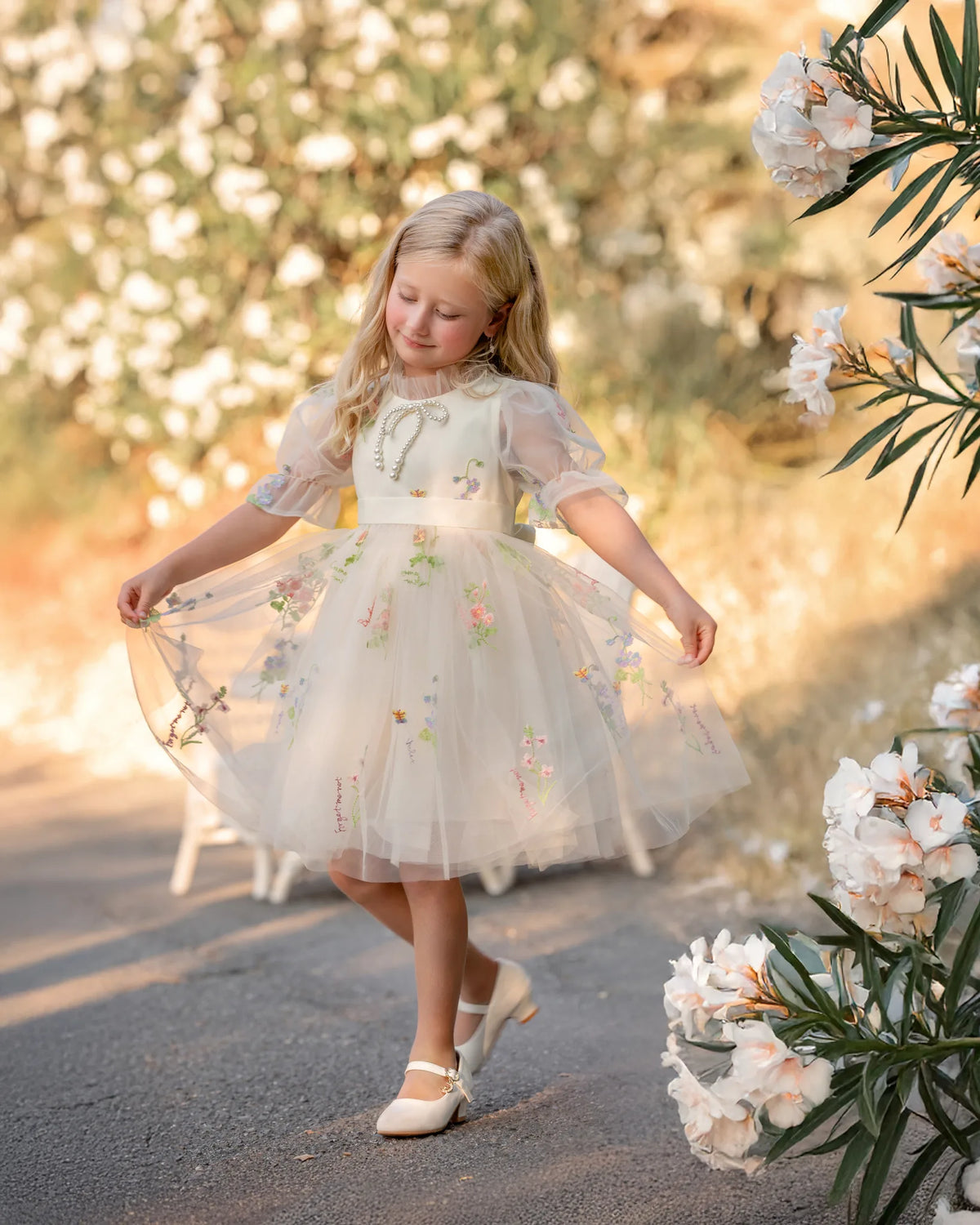 Ivory Embroidered Flower Girl Dress