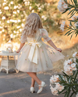 Enchanted Bloom Ivory Embroidered Flower Girl Dress