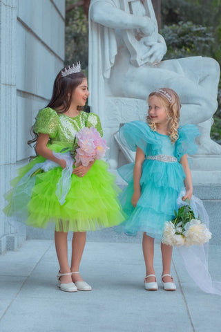 Enchanted Lime Sequin Tulle Dress – fairy - inspired dress for girls, perfect for | Faeella