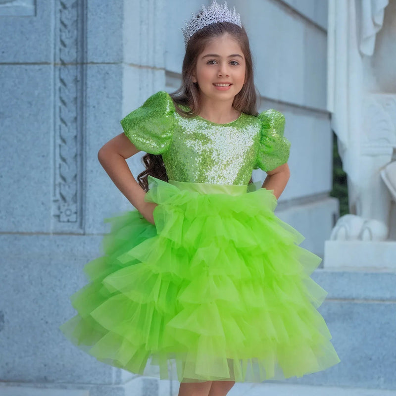 girls neon dresses Ruffle Dress Neon Dresses For Tweens Sugar Kayne C220 Girls Cupcake Pageant  Dress Size 2T Neon