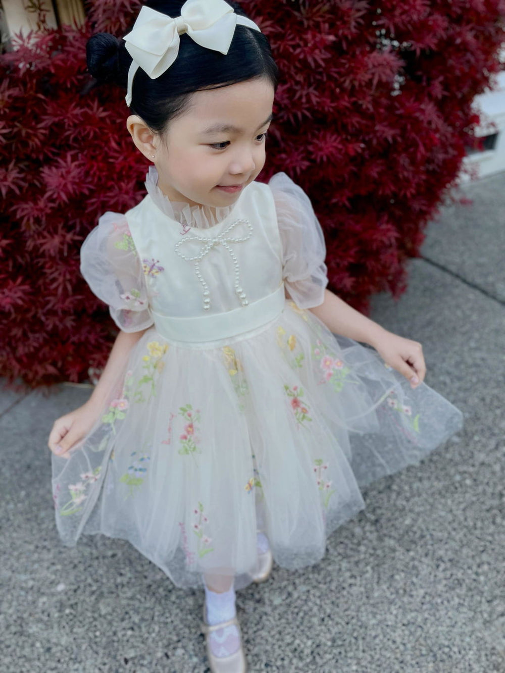 Enchanted Bloom Embroidered Ivory Dress
