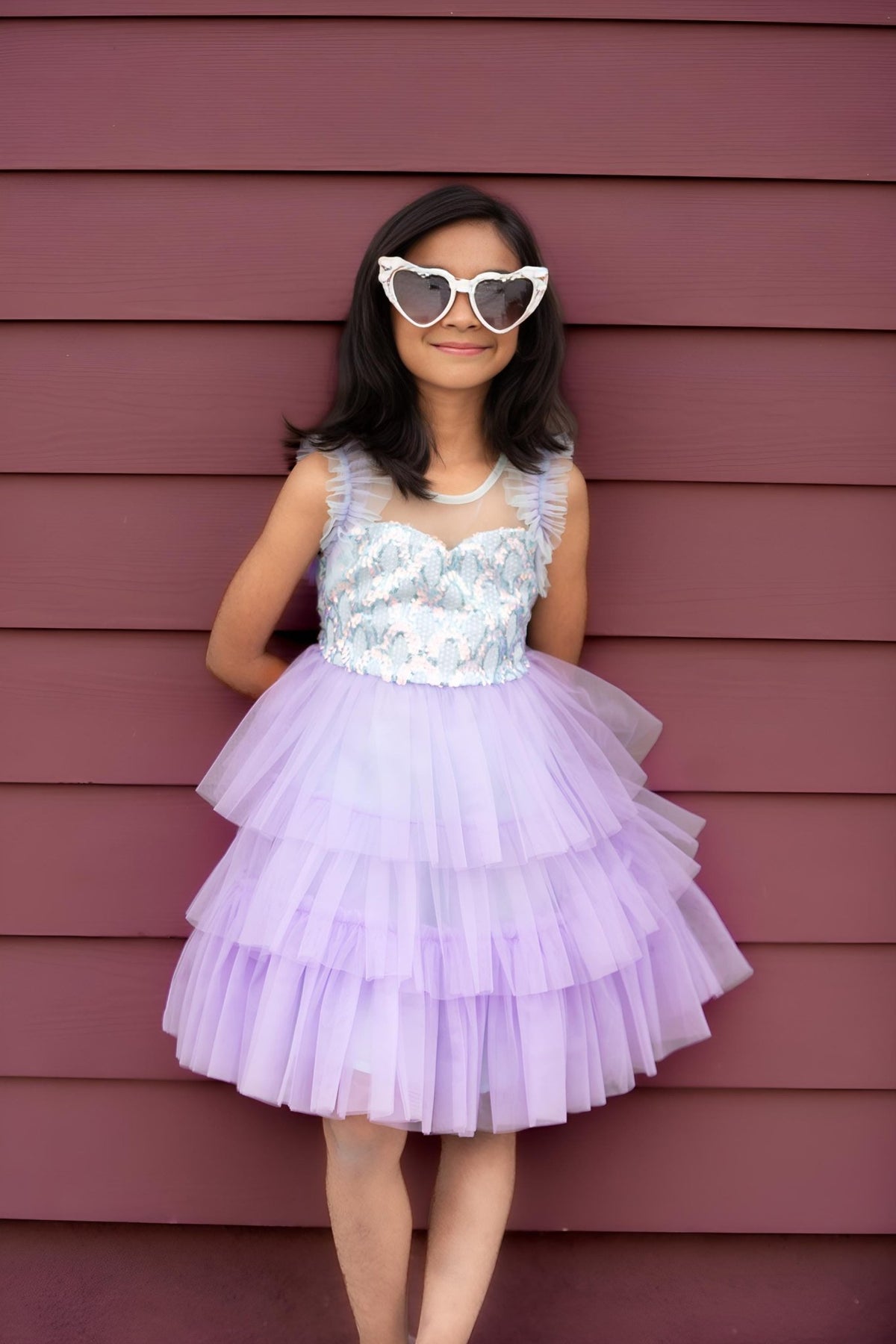 Lilac Dream Tiered Tulle Birthday Dress for Girls | Faeella 6 Lilac Dream Tiered Tulle Birthday Dress for Girls | Faeella 6