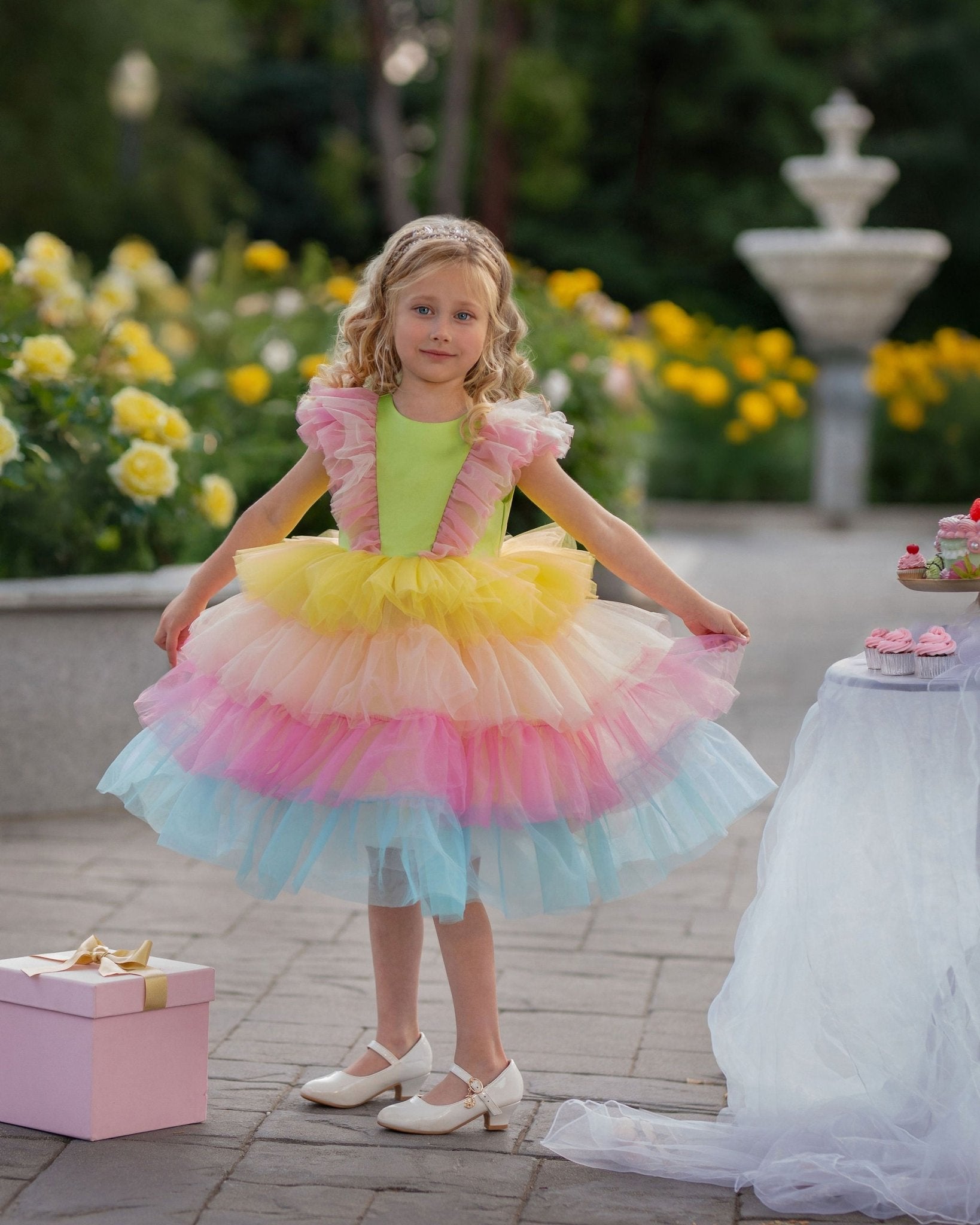 Neon Glow Pastel Rainbow Tulle Birthday Dress | Faeella 3 Neon Glow Pastel Rainbow Tulle Birthday Dress | Faeella 3