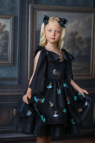 Black Sequin Tulle Birthday Dress, 110Y No-Itch | Faeella 7 Black Sequin Tulle Birthday Dress, 110Y No-Itch | Faeella 7