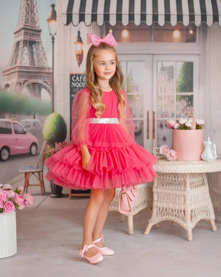 Parisian Ros Pink Tulle Birthday Party Dress | Faeella