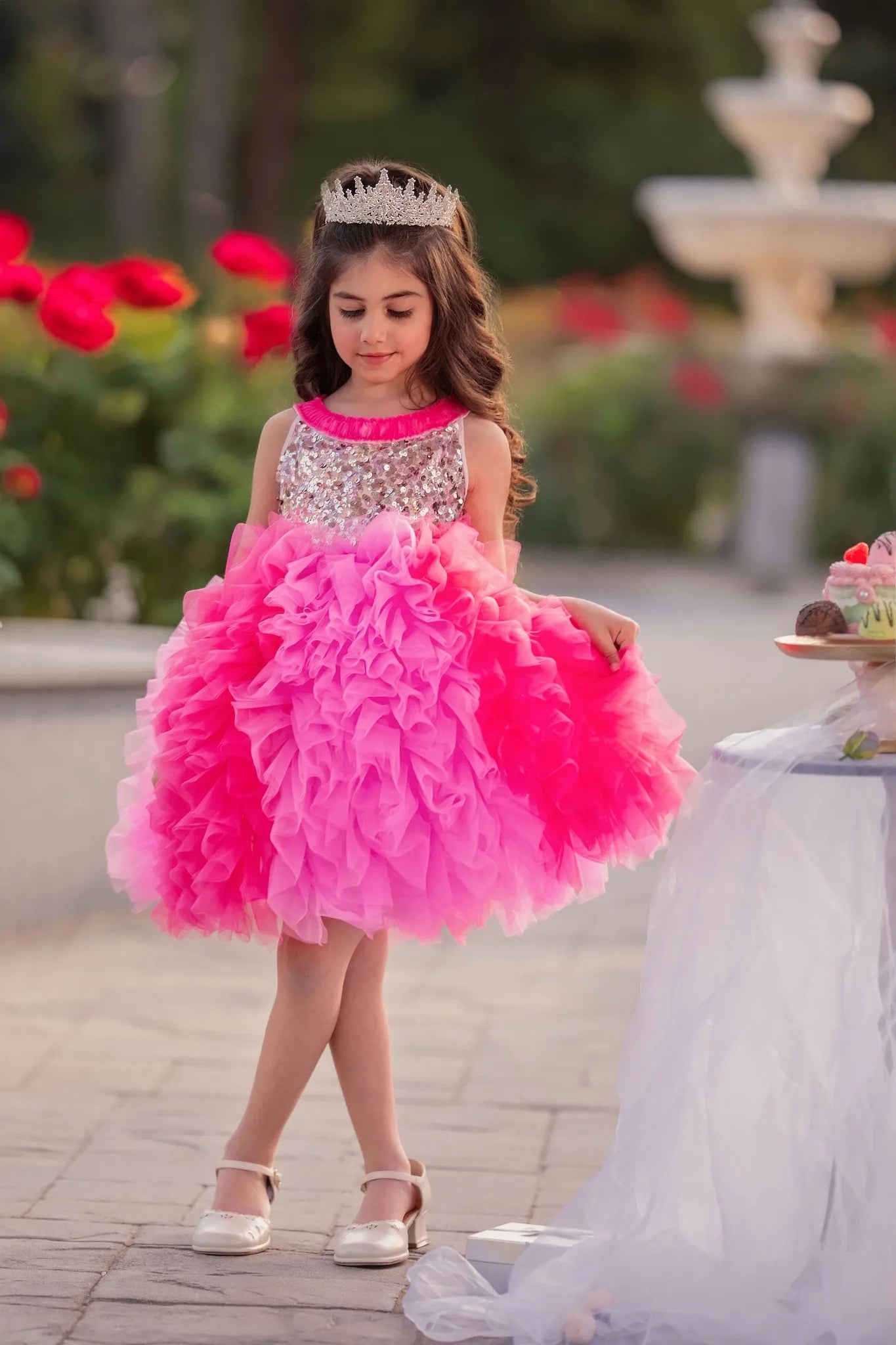 Princess Rosabelle Pink Sequin Girls Birthday Dress