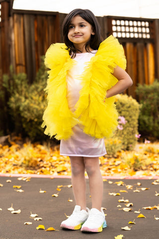 Radiant Yellow Fairy Wings Dress – fairy - inspired dress for girls, perfect for | Faeella