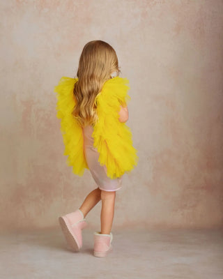 Radiant Yellow Fairy Wings Tulle Birthday Dress for Girls styled photo girls birthday dress by Faeella