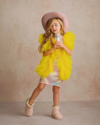 Radiant Yellow Fairy Wings Tulle Birthday Dress for Girls styled photo girls birthday dress by Faeella