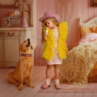 Radiant Yellow Fairy Wings Tulle Birthday Dress for Girls styled photo girls birthday dress by Faeella