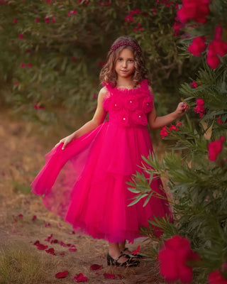 Rosy Enchantment Hot Pink Birthday Dress for Girls