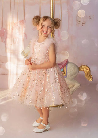 sachin and babi light blue dress A-line 3D Flowers Blossom Tulle Curly Hem Fairy Flower Girl Dress main image 0