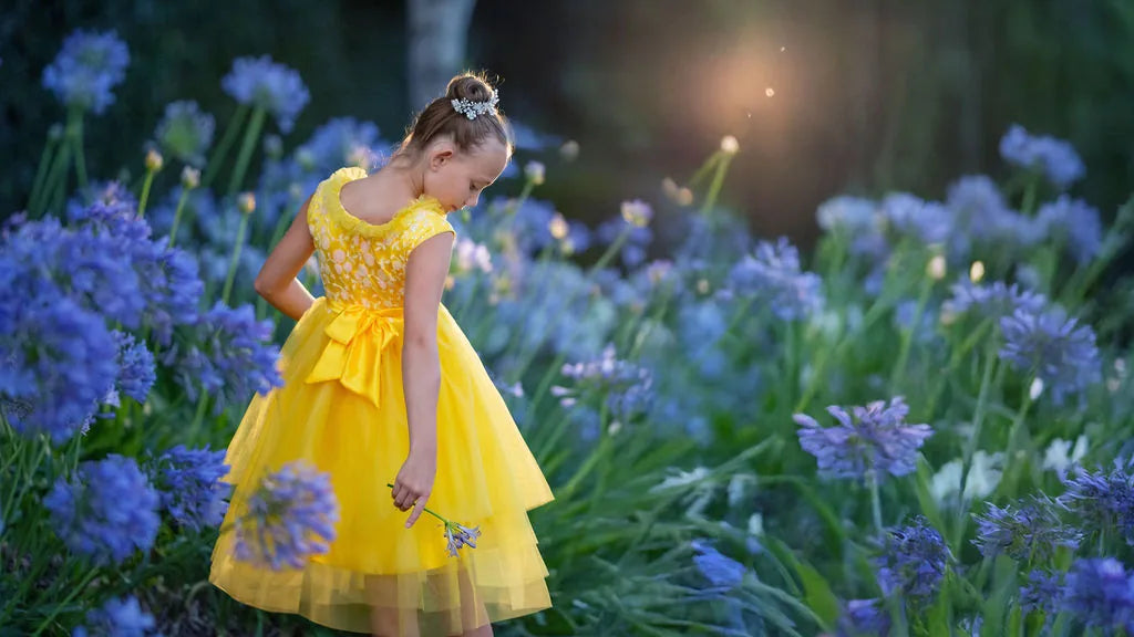 Sunshine Petal Yellow Tulle Birthday Dress