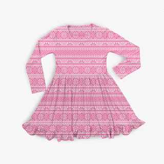 Luxe Ribbed Knit Twirl Dress -Peppermint Pink