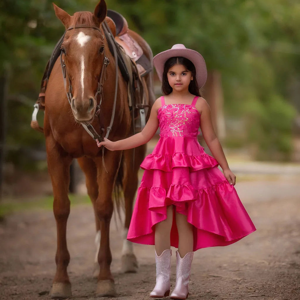 Wildflower Cowgirl Pink Ruffle Dress